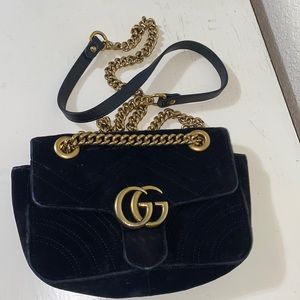 Gucci Velvet Matelasse Mini GG Marmont Bag.